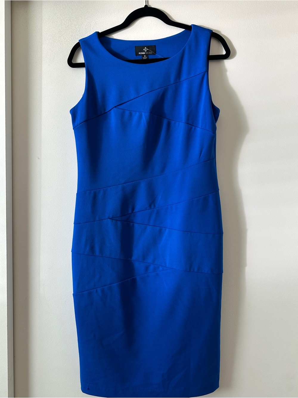 Ronni Nicole Blue Sheath Dress Sleeveless Scoop Neck